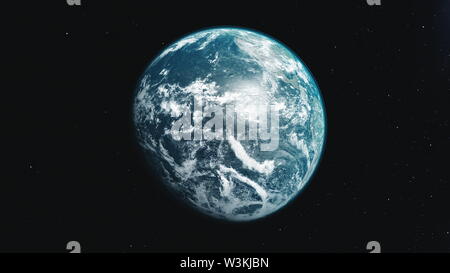 Motion Grafik Hälfte beleuchtet blau weiß Planet Erde rotierenden über Achse Ansätze und bewegt sich in den schwarzen Raum. 3D-Animation. Wissenschaft und Technologie Konzept. Elemente dieser Medien durch die NASA eingerichtet Stockfoto