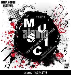 Musik Festival event Plakat mit Grunge und Halbtonmuster Stock Vektor