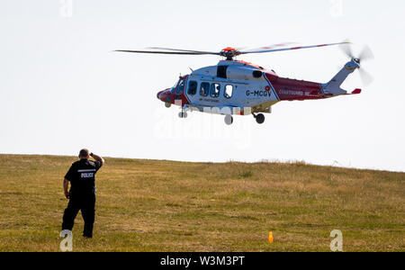 Beachy Head, East Sussex UK, 16. Jun 2019, Küstenwache, Polizei und RNLI besuchen ein Vorfall an der südlichen Küste von Sussex. Stockfoto