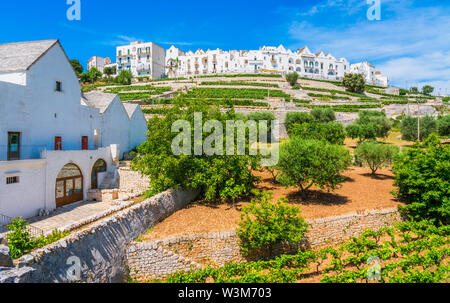 Malerische Anblick in Locorotondo, Provinz Bari, Apulien (Puglia), Süditalien. Stockfoto