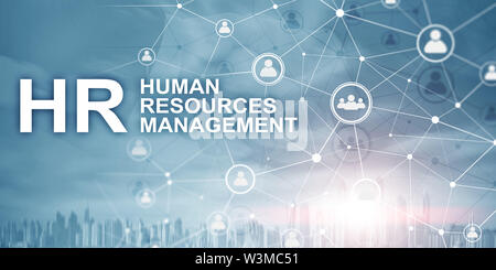 Double Exposure Menschen Netzwerk Struktur HR - Human Resources Management und Rekrutierung Konzept Stockfoto