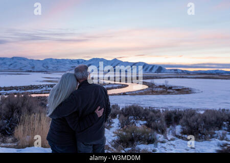 Paar in Picabo, Idaho Stockfoto