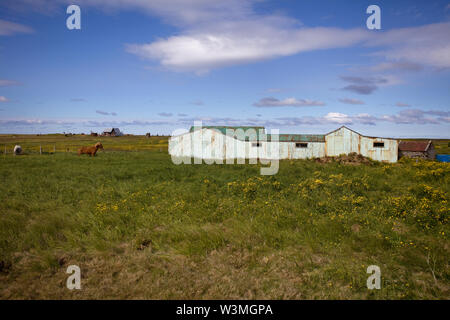 Kleine Holding in Sandgerdi, South West Island Stockfoto