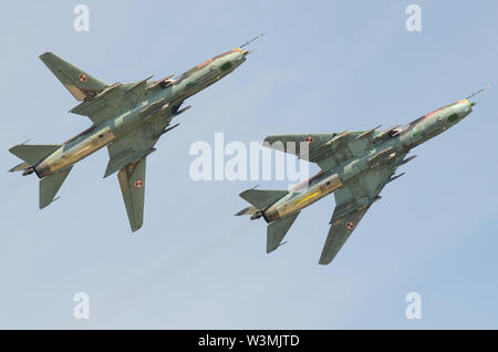 Suchoi Su-22 (NATO-reporting Name: Fitter) ist eine sowjetische Jagdbomber. Die polnische Luftwaffe. Von Ostblock verwendet. Sowjetische Ära des Kalten Krieges. Variable Geometrie Stockfoto