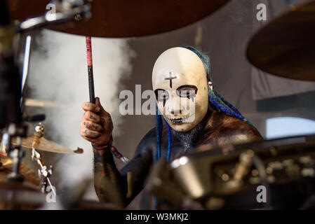 MADRID - 29.Juni: Megara (Band) im Konzert an Download (Heavy Metal Musik Festival) am 29. Juni 2019 in Madrid, Spanien. Stockfoto