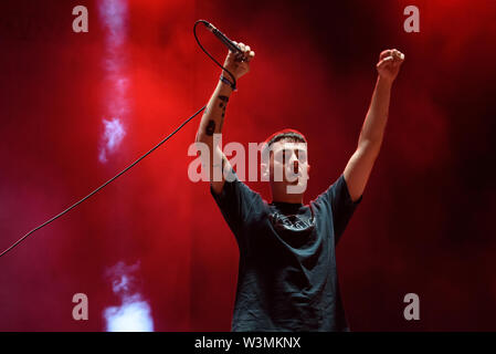 MADRID - 30.Juni: Boston Manor (Band) im Konzert an Download (Heavy Metal Musik Festival) am 30. Juni 2019 in Madrid, Spanien. Stockfoto