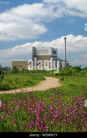 UK, South Yorkshire, Rotherham, 100 Riverside Natur Park, templeborough Biomassekraftwerk Stockfoto