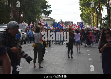 Anti-Russian Demonstrationen in Tbilisi, Georgien (Land) vom 29. Juni 2019 Stockfoto