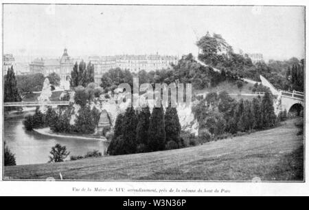 Clément Maurice Paris en plein air, BUC, 1897,105 Vue de la Mairie du XIXe arrondissement, près de la Colonne du Haut du Parc. Stockfoto