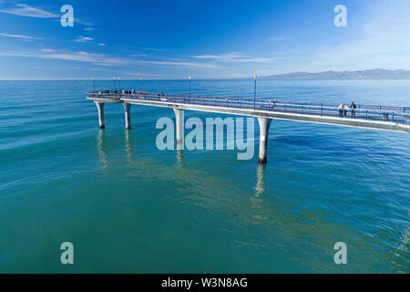 New Brighton Pier, Christchurch, Canterbury, South Island, Neuseeland - drone Antenne Stockfoto