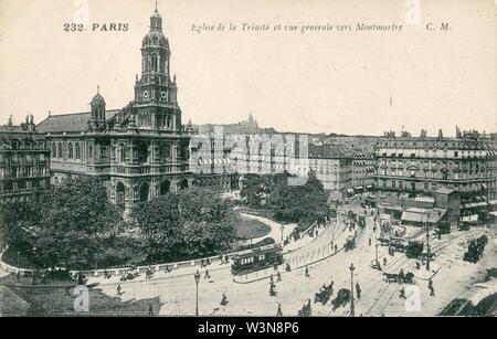 CM232-PARIS-L'Eglise de la Trinité et vue générale vers Montmartre. Stockfoto