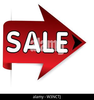 Roter Pfeil mit Text „Sale“ - Vektordarstellung Stockfoto