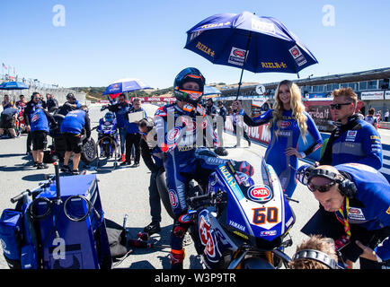 Monterey, CA, USA. 14. Juli, 2019. A. #60 Michael van der Mark auf dem Gitter vor dem Motul FIM Superbike Weltmeisterschaft Geico US-runde Welt SBK 2. Rennen an Weathertech Raceway Laguna Seca in Monterey, CA Thurman James/CSM/Alamy leben Nachrichten Stockfoto