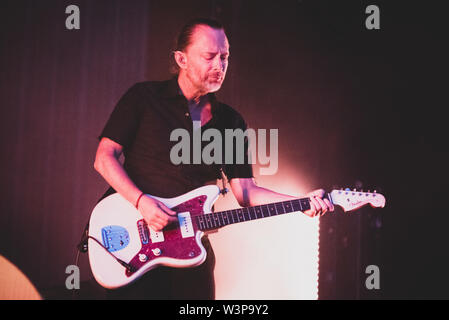 Der britische Sänger und Songwriter Thom Yorke führt live während der Collisioni Festival am 16. Juli 2019, im Barolo Stockfoto