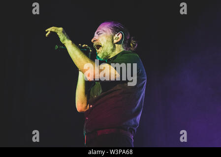 Der britische Sänger und Songwriter Thom Yorke führt live während der Collisioni Festival am 16. Juli 2019, im Barolo Stockfoto