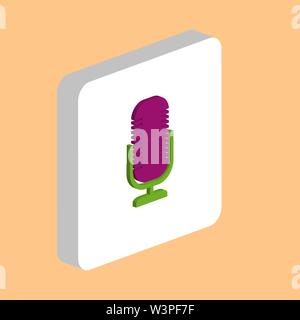Mikrofon einfachen Vektor icon. Abbildung: Symbol Design Template für web mobile UI-Element. Perfekte Farbe isometrische Piktogramm auf 3d-weißes Quadrat. Mi Stock Vektor
