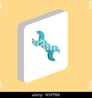 Schlüssel, Schraubenschlüssel einfachen Vektor icon. Abbildung: Symbol Design Template für web mobile UI-Element. Perfekte Farbe isometrische 3D-Piktogramm auf weißem Quadrat Stock Vektor
