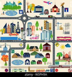 Moderne Stadtplan Elemente für die Erstellung ihrer eigenen Infografiken, Karten. Vector Illustration Stock Vektor