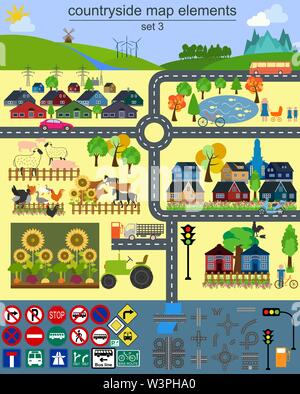 Karte contryside Elemente für die Erstellung ihrer eigenen Infografiken, Karten. Vector Illustration Stock Vektor