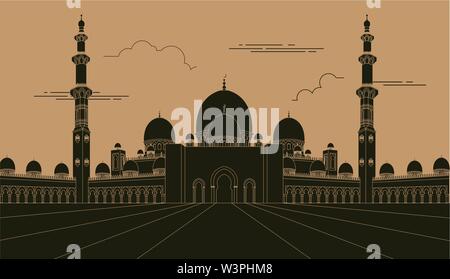 Stadt Gebäude grafische Vorlage. UAE-Moschee. Vector Illustration Stock Vektor