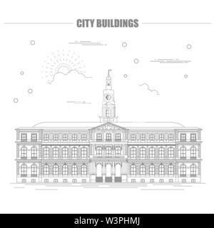 Stadt Gebäude grafische Vorlage. Rathaus. Rigas Kuppel. Vector Illustration Stock Vektor