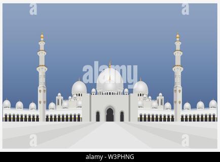 Stadt Gebäude grafische Vorlage. UAE-Moschee. Vector Illustration Stock Vektor