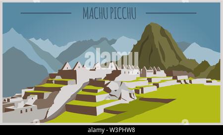 Stadt Gebäude grafische Vorlage. Peru. Machu Picchu. Vector Illustration Stock Vektor