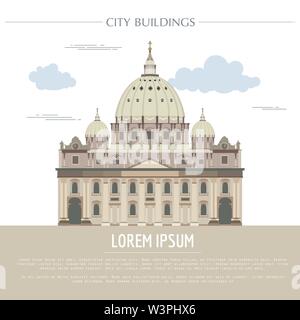 Stadt Gebäude grafische Vorlage. Saint Pjotr Kathedrale. Vector Illustration Stock Vektor
