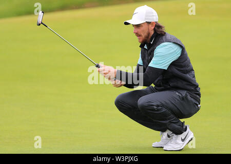 England's Tommy Fleetwood während der Vorschau 4. Tag der offenen Meisterschaft 2019 im Royal Portrush Golf Club. Stockfoto