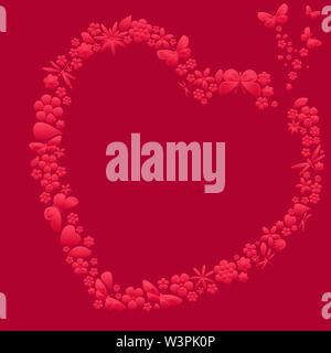 Urlaub-Herz mit Blumen und Schmetterlingen. Vektor-illustration Stock Vektor