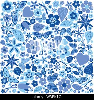 Blumen und Schmetterlinge, farbige Muster. Vektor-illustration Stock Vektor