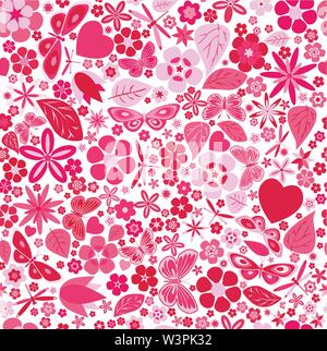 Blumen und Schmetterlinge farbige nahtlos. Vektor-illustration Stock Vektor