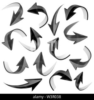 Schwarze Pfeile gesetzt. Gebogene Icons Sammlung Stock Vektor