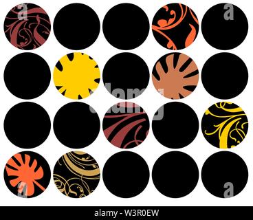 Nahtlose Muster verziert mit abstrakten retro Shapes in Gelb, Terracotta orange und Kaffee Schattierungen Stock Vektor