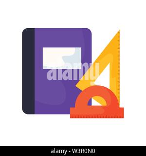 Schulbuch Schule Versorgung mit Regeln Vector Illustration Design Stock Vektor