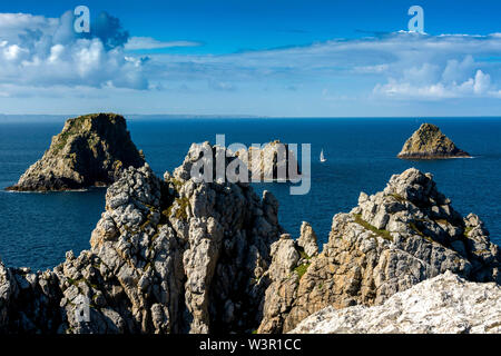 Camaret-sur-Mer. Tas de Pois von Pointe de Pen-Hir, Halbinsel Crozon, Finistère, Frankreich Stockfoto