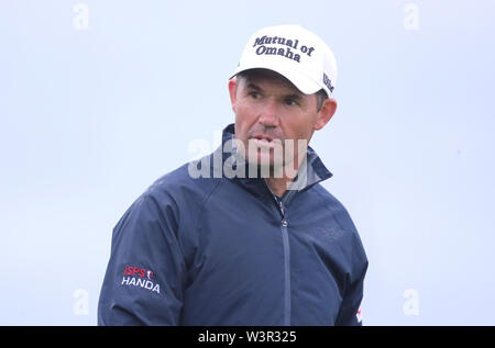 Republik Irland Padraig Harrington während der Vorschau 4. Tag der offenen Meisterschaft 2019 im Royal Portrush Golf Club. Stockfoto