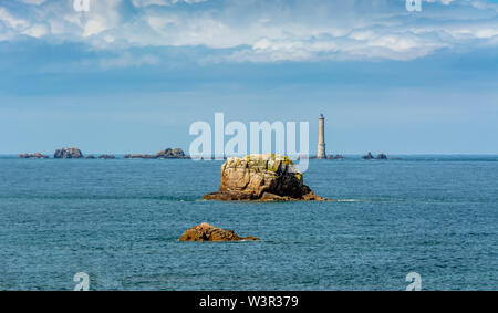 Leuchtturm von Les Héaux de Bréhat, Cotes-d'Armor, Bretagne, Frankreich Stockfoto