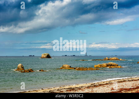 Leuchtturm von Les Héaux de Bréhat, Cotes-d'Armor, Bretagne, Frankreich Stockfoto