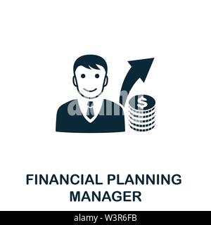 Symbol für das Vektorsymbol „Financial Planning Manager“. Kreative Zeichen aus der Sammlung von Investment-Symbolen. Das flache Symbol für den Manager für Finanzplanung wurde ausgefüllt Stock Vektor