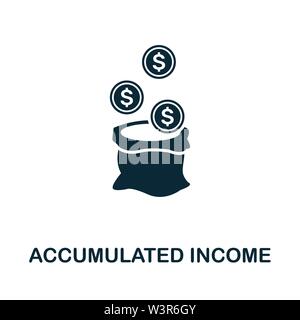 Symbol für das Symbol für das kumulierte Einkommen. Kreative Zeichen aus der Sammlung von Investment-Symbolen. Gefüllte Wohnung kumulierte Einkommen Symbol für Computer und mobile Stock Vektor