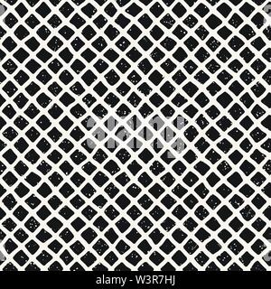 Einfache Tinte geometrische Gittermuster. Monochrome kreuzenden Linien Hintergrund. Hand gezeichnet quadratischen Raster. Stock Vektor