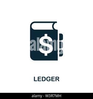 Symbol für Vektorsymbol „Ledger“. Kreative Zeichen aus der Sammlung von Investment-Symbolen. Gefülltes flaches Ledger-Symbol für Computer und mobile Geräte Stock Vektor