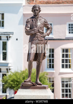 Statue von Lord Horatio Nelson, Portsmouth, Hampshire, Großbritannien Stockfoto