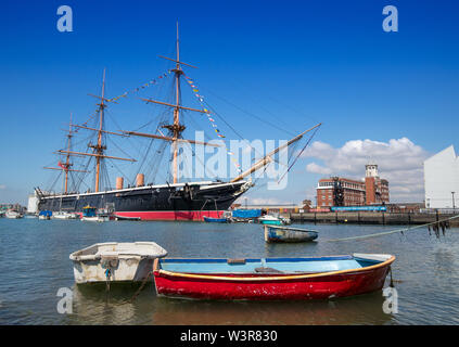 HMS Warrior in Portsmouth Historic Dockyard, Portsmouth, Hampshire, Großbritannien Stockfoto