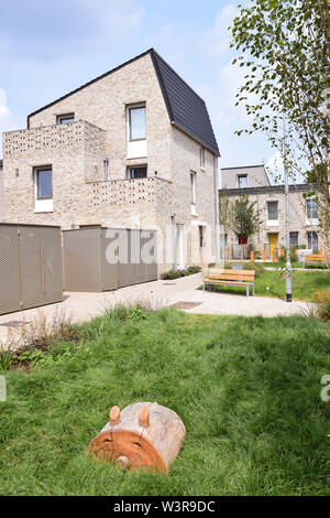 Neuen Sozialen Wohnungsbau aus Goldsmith Street, Norwich, UK. Einige der energieeffizientesten Gehäuse, die jemals in Großbritannien gebaut, Konferenz der Deutschen P Stockfoto