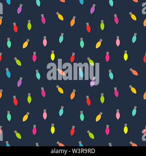 Weihnachtsbeleuchtung Glühbirnen bunte nahtlose Muster. Vector Illustration. Stock Vektor