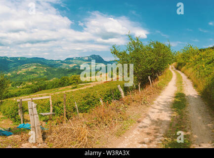 Landschaft der zentralen Serbischen Natur, Mucanj Berg und Umgebung. Stockfoto