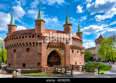 Die große Barbican und St. Florian gate, Krakau, Polen Stockfoto