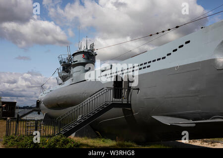 Das U-Boot U-995 ist ein U-Boot vom Typ VIIC/41 der deutschen Kriegsmarine, das jetzt als Museum in Laboe an der Ostsee geöffnet ist. Stockfoto
